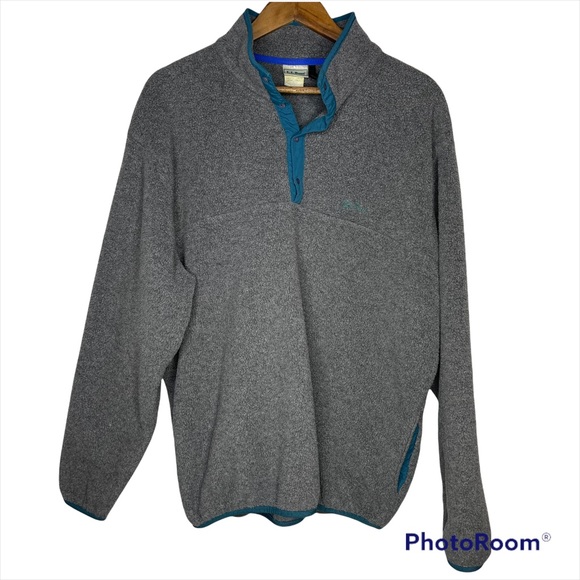 L.L. Bean Other - L.L  bean Vintage button neck grey and teal Fleece l